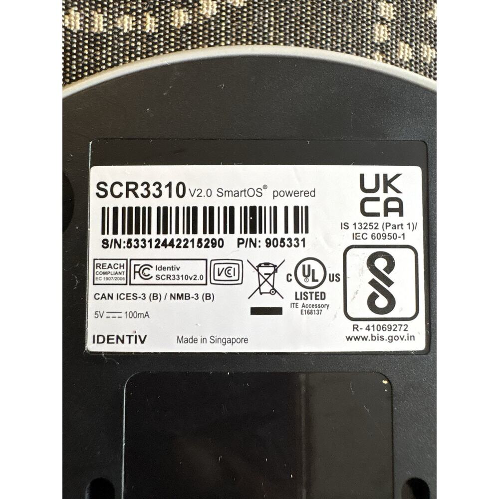 Identiv SCR3310v2.0 USB Smart Card Reader Model SCR3310 Series v2.0 P/N 905331